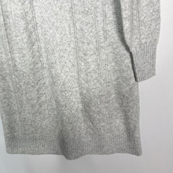 New LOFT XSmall XS Light Gray Cable Sweater Dress Long Blouson Sleeve Wool Blend - Picture 4 of 9
